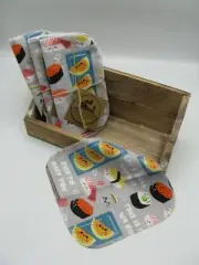 NEW napkins 10 reuseable baby wipes flannel cloth fabric sushi tea spring rolls