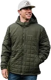 [Burlebo] Men's Horizontal Quilted Insulated Puffer Jacket with Hood