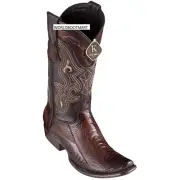 King Exotic BROWN Genuine Ostrich Leg Western Boot Dubai Square Toe D 4790516