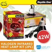 Reptile One Halogen Infrared Heat Lamp Kit w/ Ceramic Dome Reflector 42W (2pc)