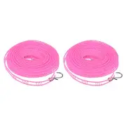 Portable Clothesline, 26.24ft Nylon Windproof Non-Slip Washing Line, Pink 2 Pcs