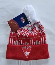Sydney Swans AFL AF9051 W20 Adults Acrylic Supporter Ugly Beanie Size L New