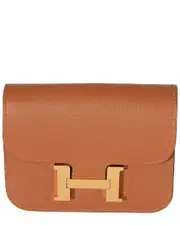 Herms Brown Leather Constance Slim Compact GHW (Authentic Pre-Loved)