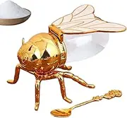 Decorative Bee-Shaped Honey Jar - Cute Honey Pots with Spoon - Sugar Holder Bowl, Animal Statue, Crystal Condiment Jar for Home Breakfast Foods, Desserts, Tea