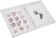 Cabilock Hinged Picture Frame Decor First Year Photo Frame Milestone Photo Frame Kit Photo Frame Clay Hand Print Kit Handprint Making Kit Wall-Mounted White PVC Set