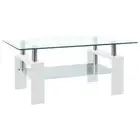 White Coffee Table Modern Tempered Glass Sofa Lounge Lamp Side Storage 95cm