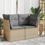 Garden Sofa with Cushions Upholstered Couch Patio Backyard Poly Rattan vidaXL