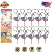 Rainbow Flamingo 10-Pair Craft Scissors Set - Perfect for Sewing and Embroidery