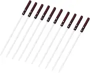 qwmvhfg， Kebab Skewers, 54cm 21.25" Flat Stainless Steel BBQ Skewers Wooden Handle Meat Roasting Needle Sticks Barbecue Roasting