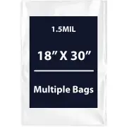 1.5Mil 18" X 30" | LDPE Clear Flat Poly Bags, Flexible & Durable | Multiple Bags