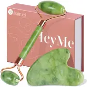 IcyMe Gua Sha & Jade Roller Facial Tools Face Roller and Gua Sha Set for Puff...