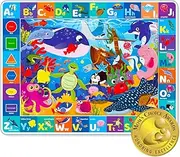 QUOKKA Large Baby Play Mat for Floor - Playmat for Toddlers and Infants ABC Ocean - Large Padded Non-Slip Nursery Rug for Babies Crawling and Playing - Foldable Care Mat for Playroom
