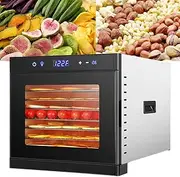 8 Floors Food Dehydrator Machine, 700W Stainless Steel Fruit Food Dryer with Adjustable Temperature, Timer and Led Display Touch Screen, Freeze Dryer for Jerky, Vegetables, Fruits, Meat, Dog Snacks