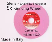 5 Chainsaw Sharpener 60grit Grinding Wheel Stens 22mm x 145mm for 3/8 .404 Chain