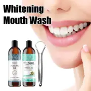 Coconut Oil Pulling Coconut & Mint Mouthwash - Natural Teeth Whitening New~
