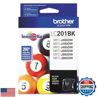 Brother Genuine Standard Yield Black Ink Cartridge, LC201BK, Replacement Blac