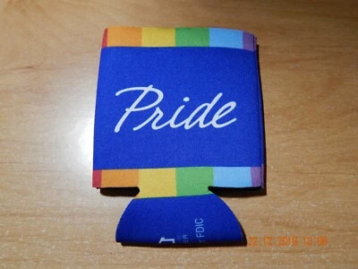 US BANK PRIDE LGBTQ+ BEER DRINK SODA INSULATED KOOZIE RAINBOW COLORED NEW