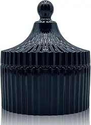 YILUSHENGHUA Colorful Glass Jar With Lid,Halloween Candy Dish,Candy Cookie Jars,Jewelry Box,Buffet Jar Biscuit Containers Food Storage,Decorative Jar(Black)