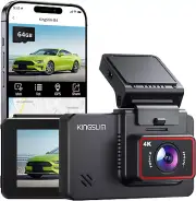 4K Dash Cam with 64GB Card, Front and Rear Car Dashcam Camera for Cars Support W
