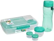Sistema to Go Lunch Box and Meal Containers with Water Bottle (800ml), Bento Box (1.76L), 2 Dressing Pots and 2 Yoghurt Pots, BPA-Free, Blue