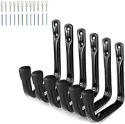 6Pcs J Hooks Iron Heavy Duty Garage Hooks Wall Mounted Hanging Utility Storage Wall for Tool Cable Bike Ladder Bike Garden Tools Chairs