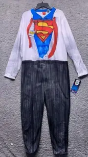 Briefly Stated Superman Clark Kent Pajama Union Suit Mens Large L Zip Up ADULT