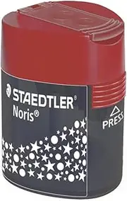 STAEDTLER 512 Double Sharpener, Two Pointed Holes for Different Pen Sizes, Single Product Noris Triangular Design, Shelf-Ready Packaging, 10 Sharpeners, 512 188