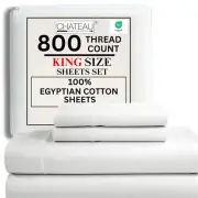 100% Egyptian Cotton Sheets King Size Sheets Set with Fully Elasticated Fitte...