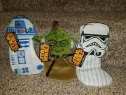 STAR WARS CHARACTER CHRISTMAS STOCKINGS(3),NEW w/ TAGS,YODA/STORM TROOPER/R2D2