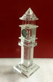 NEW ALBANIAN TIRANA TOWER CRYSTAL GLASS TABLE CLOCK SOUVENIR GIFTS-19 CM-AMAZING