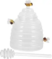 SECFOU Clear Glass Honey Jar with Dipper Elegant Honey Dispenser for Kitchen Use Unique Design for Home Decor and