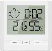 Digital Indoor Hygrometer Thermometer with Time Display,Accurate Temperature Humidity Monitor Meter for Home,Office,Nursing Room,Greenhouse,Warehouse and More
