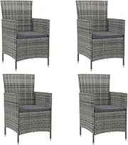 Garden Chairs, Garden Chairs with Cushions 4 pcs Poly Rattan Grey