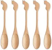 J-Kitchens Wooden Beech Wood Cat Afternoon Spoon Set of 5 21.5 x 3.2 cm Current Model