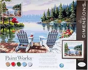Dimensions PaintWorks Paint by Numbers Kit for Adults and Kids, Lakeside Morning, 20'' x 16''