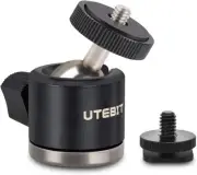 UTEBIT Mini Ball Head, Tripod Head with 1/4" hot Shoe, 20mm Black