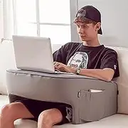 Reading Pillow for Gaming, Extra Large Arm Rest Pillow for Adult, Memory Foam Bed Rest Pillow for Gaming Working Bed Playing Steam Deck Switch or Sitting in Bed Floor Sofa (Grey)