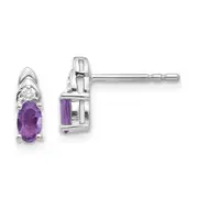 14k White Gold Genuine Amethyst Diamond Earring