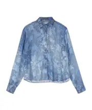 Ermanno Scervino Floral Jacquard Regular Fit Shirt IT44 light blue