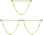 [Ciieeo] 2pcs Chain Pins Round Brass Clip Decor Wedding Shirts Shirt Business with Cravat Pin Bar Necktie Collar: Neckties Tie Golden Head Balls Clips Screwing Ball for Collar Men Brooch