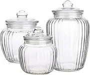 [MOTRAIN] 3-Pack Glass Pickle Jar Set, Thickened Airtight Storage Jars with Wide Mouth Lids for Kimchi, Pickling, Pasta & Dry Food, Clear Canisters, Ideal for Fermenting, Wine & Grain Storage