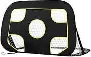 Everfit Black Soccer Net, 5 Pockets Practice Sports Net Goal Portable Softball Training Aid Netting Target Rebounder Screen Backyard Indoor Outdoor Camping Equipment, with Carry Bag Lightweight