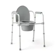 Folding Steel Bedside Commode 3 in 1 Adjustable Height Portable Safety Seat