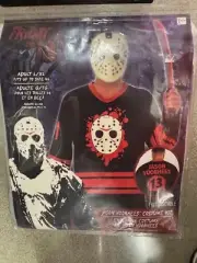 Friday The 13th Jason Voorhees Hockey Shirt and Mask Costume Kit Adult L/XL
