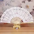 Hand Held Embroidered Folding Fan Bamboo Handle Dance Fan Summer Gift