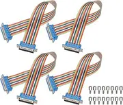 uxcell 4 Pcs IDC Rainbow Wire Flat Ribbon Cable DB25 Male to DB25 Female 11.8 Inch Length 2.54mm Pitch Breadboard Jumper Wires for Electronic Projects