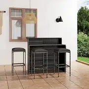4 Piece Garden Bar Set with Cushions Grey, Garden Furniture Sets