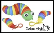 Slug Caterpillar Family - 1 Caterpillar and 2 Fidget Slug on Clip - Articulated