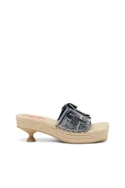 [Diesel] Diesel - D-Ibiza-Heeled platform espadrilles in denim - Sandals - Woman - Blue 38 Blue