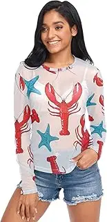 [RPLIFE] Playful Lobsters Starfish White Mesh Sleeve Top, Rave Mesh Top S-XXL
